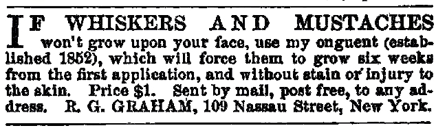 Whiskers and Mustaches ad from Harper's Weekly January 21, 1860