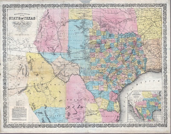 Richards New Map of the State of Texas 1861