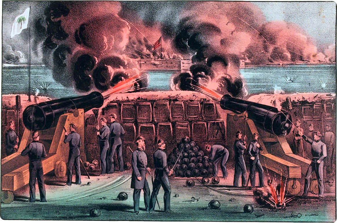 Bombardment of Fort Sumter, Charleston Harbor, From Fort Moultrie, 12th & 13th of April, 1861, Currier & Ives