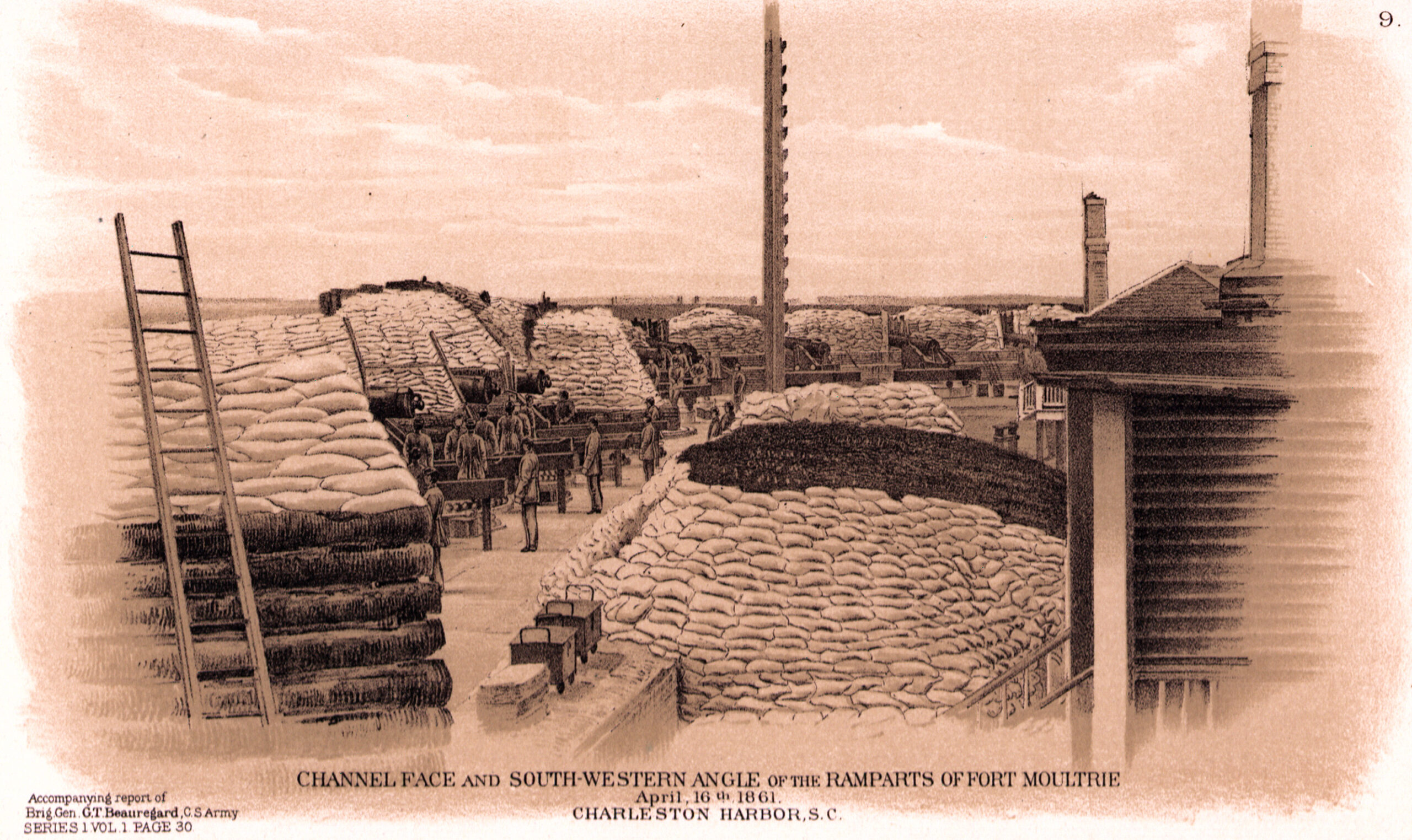 Channel Face and South-Western angle of the Ramparts of Fort Moultrie, April 16th, 1861, Charleston Harbor, S.C.