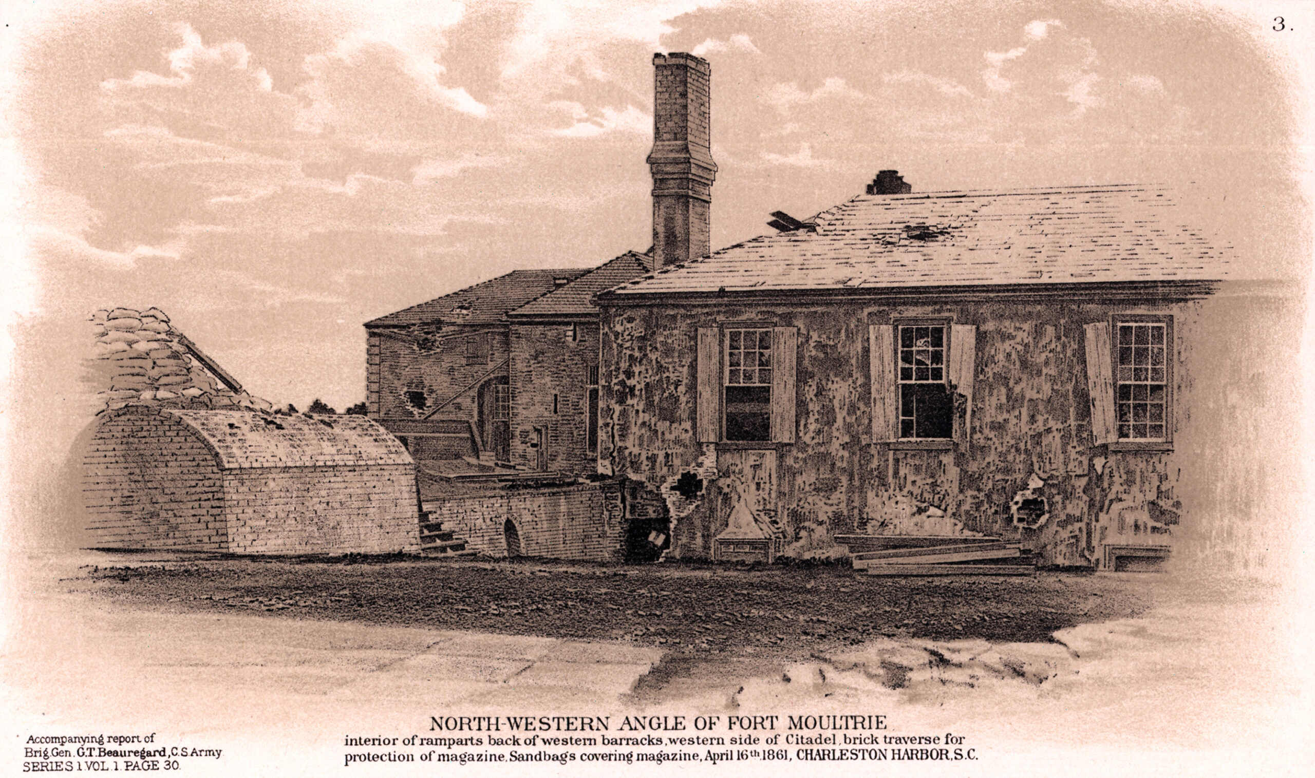 North-Western angle of Fort Moultrie April 16th, 1861, Charleston Harbor, S.C.