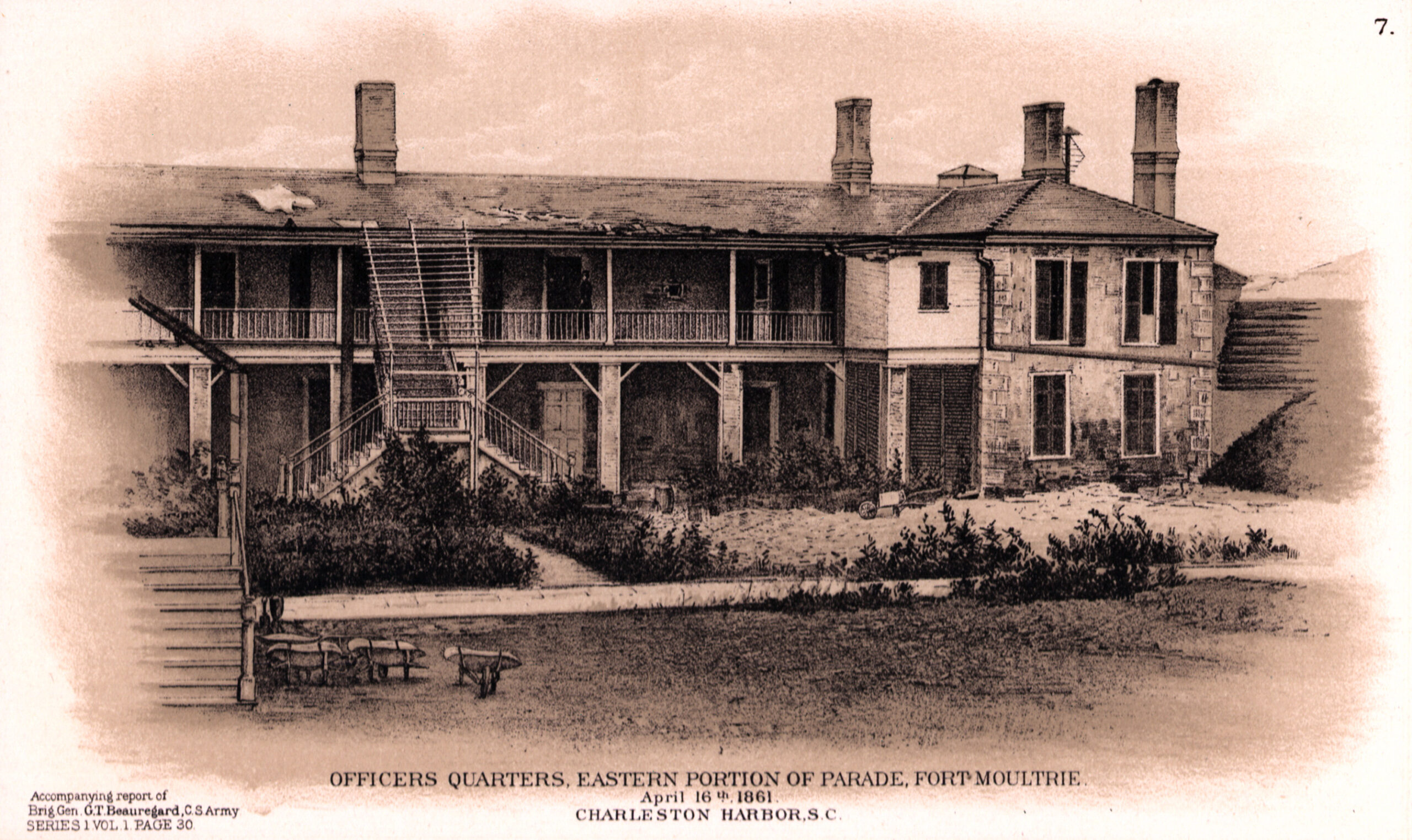 Officers Quarters, Eastern Portion of Parade, Fort Moultrie, April 16th, 1861, Charleston Harbor, S.C.