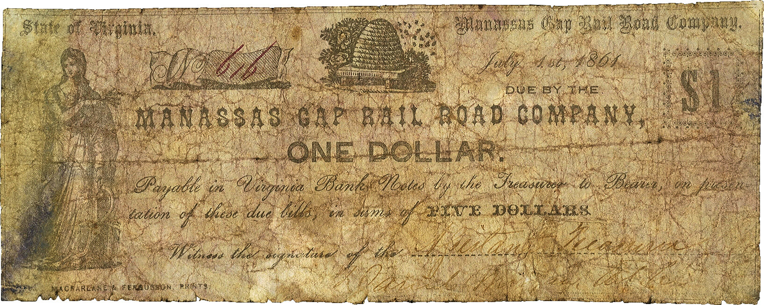 (Alexandria), VA—Manassas Gap Rail Road Company—$1—July 1, 1861