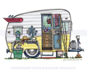 Shasta Travel Trailer Art Drawing - Richard Neuman, Artist