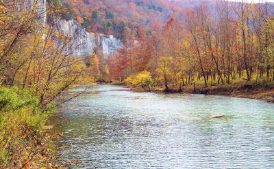 River, cliffs, and autumn trees - Buffalo National River, Arkansas