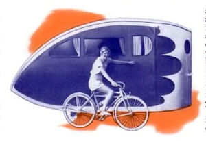 A "teardrop" trailer designed to accomodate two persons.